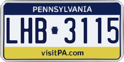 PA license plate LHB3115