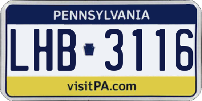 PA license plate LHB3116