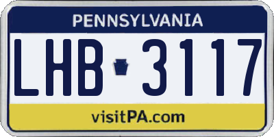 PA license plate LHB3117