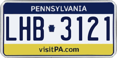 PA license plate LHB3121