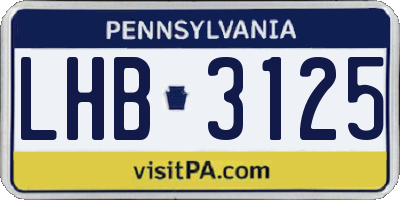 PA license plate LHB3125