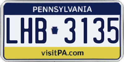 PA license plate LHB3135