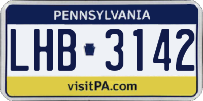 PA license plate LHB3142