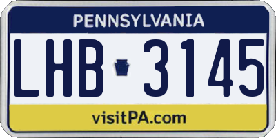 PA license plate LHB3145
