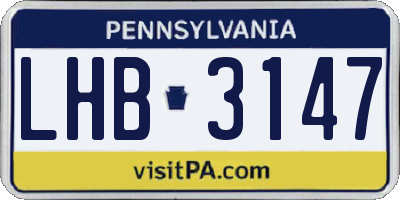PA license plate LHB3147
