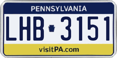 PA license plate LHB3151