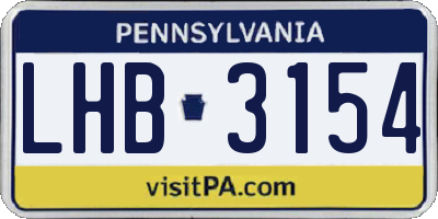 PA license plate LHB3154
