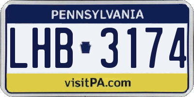 PA license plate LHB3174