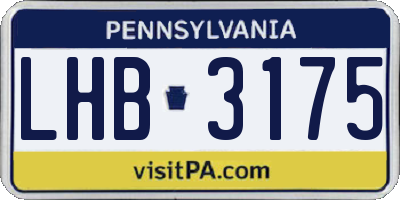 PA license plate LHB3175