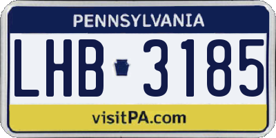 PA license plate LHB3185