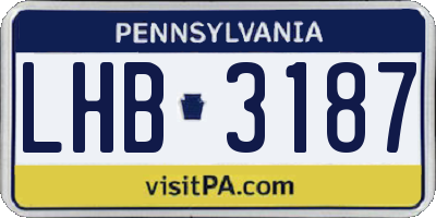 PA license plate LHB3187