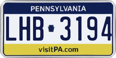 PA license plate LHB3194