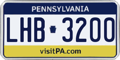 PA license plate LHB3200