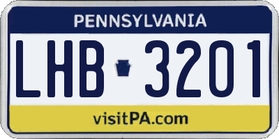 PA license plate LHB3201
