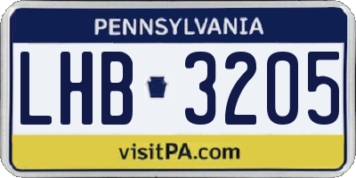 PA license plate LHB3205