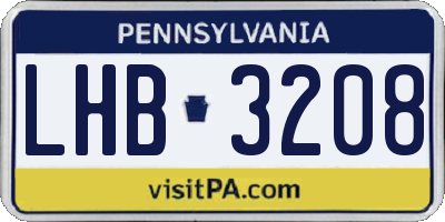 PA license plate LHB3208