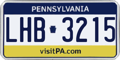 PA license plate LHB3215