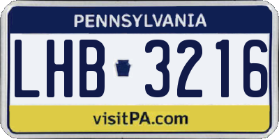 PA license plate LHB3216