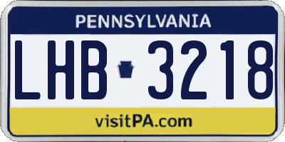 PA license plate LHB3218