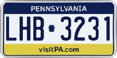 PA license plate LHB3231