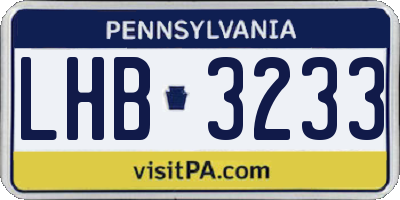 PA license plate LHB3233