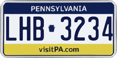 PA license plate LHB3234