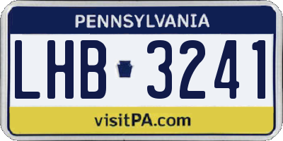 PA license plate LHB3241
