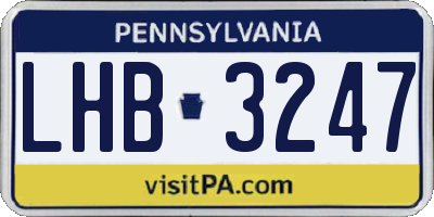 PA license plate LHB3247