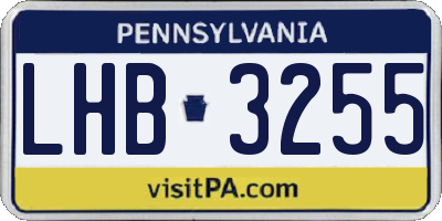 PA license plate LHB3255