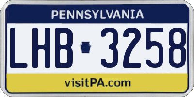PA license plate LHB3258