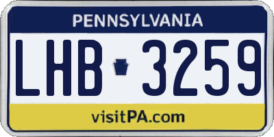 PA license plate LHB3259