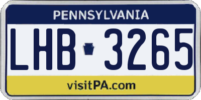 PA license plate LHB3265
