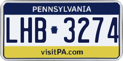 PA license plate LHB3274