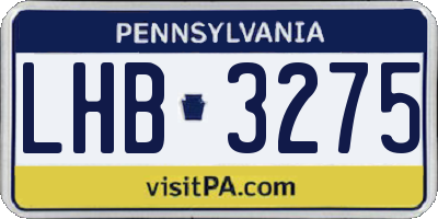 PA license plate LHB3275