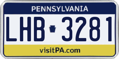 PA license plate LHB3281