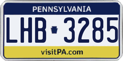 PA license plate LHB3285