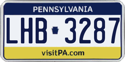 PA license plate LHB3287
