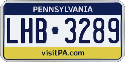 PA license plate LHB3289
