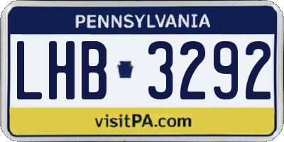 PA license plate LHB3292