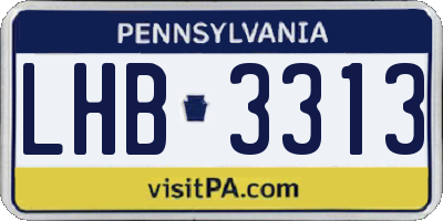 PA license plate LHB3313