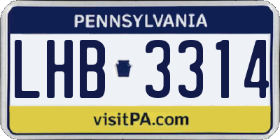 PA license plate LHB3314