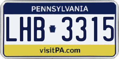 PA license plate LHB3315
