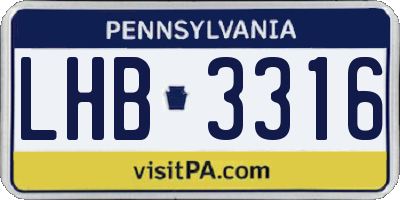 PA license plate LHB3316
