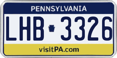 PA license plate LHB3326