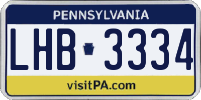 PA license plate LHB3334
