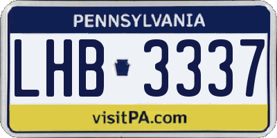 PA license plate LHB3337