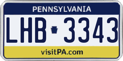 PA license plate LHB3343