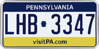PA license plate LHB3347