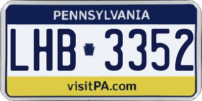 PA license plate LHB3352