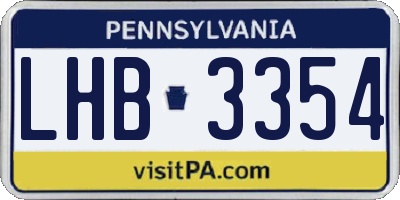 PA license plate LHB3354